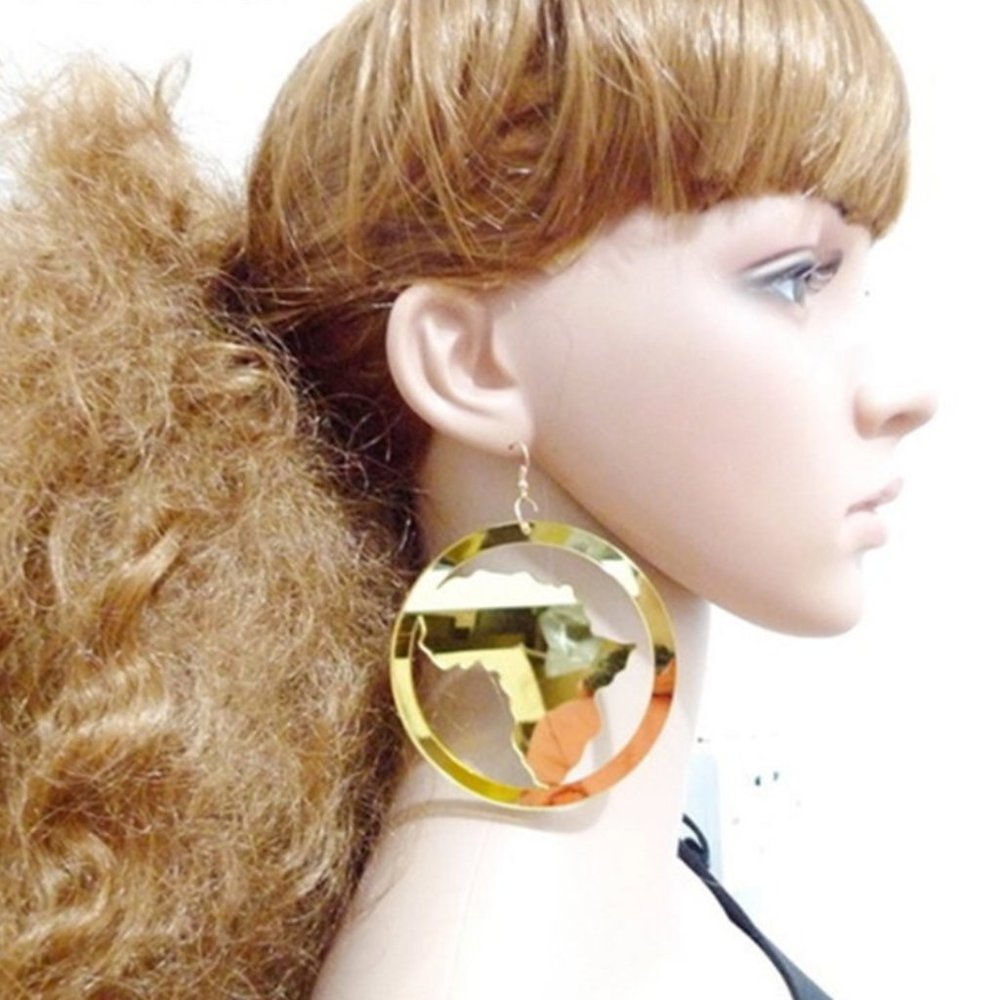 Gold Big Hoop Africa Earrings